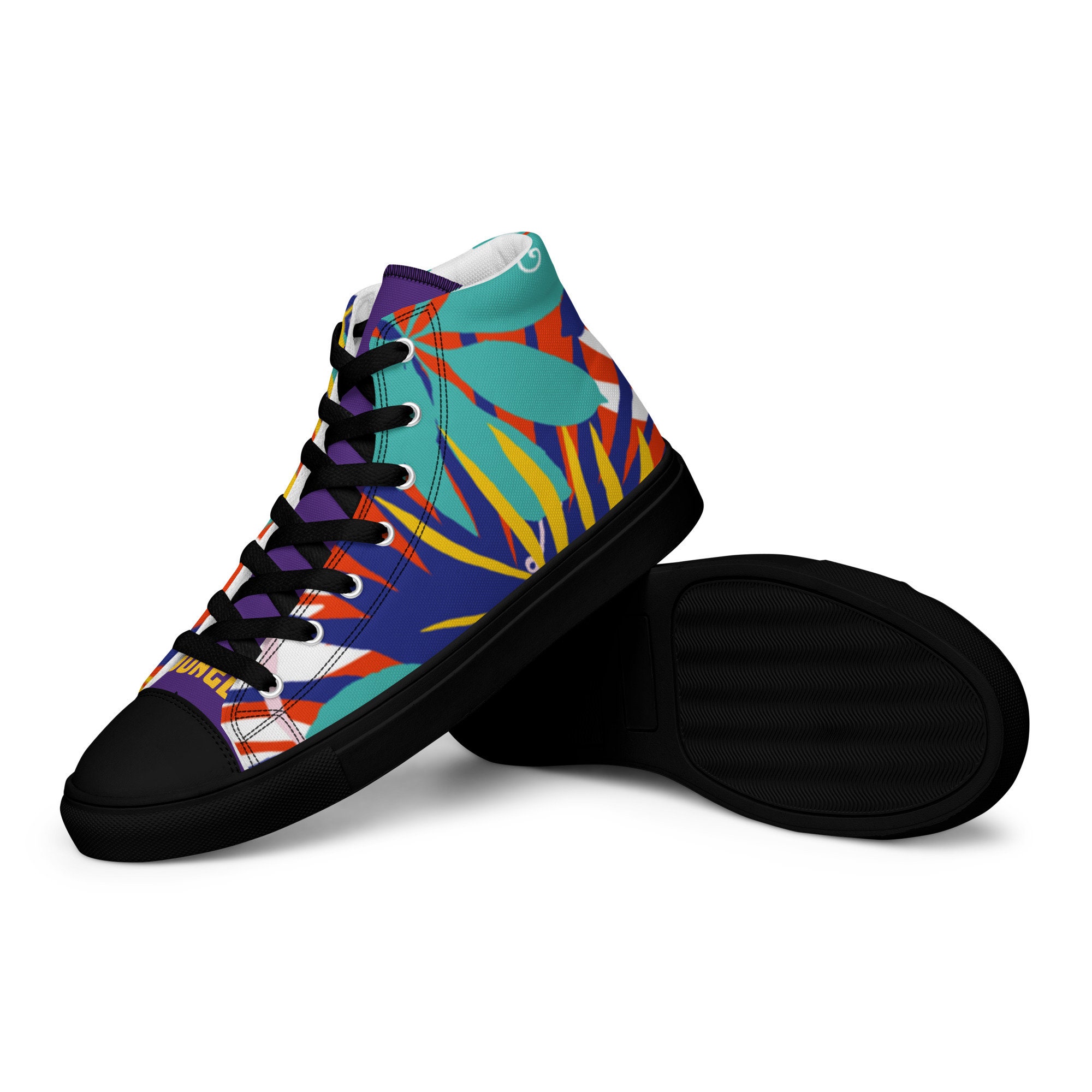 Jungle Leaf High Top Canvas Shoes: Men's Luxury Jungle Leaf High Top Canvas Shoes: Men's Luxury
