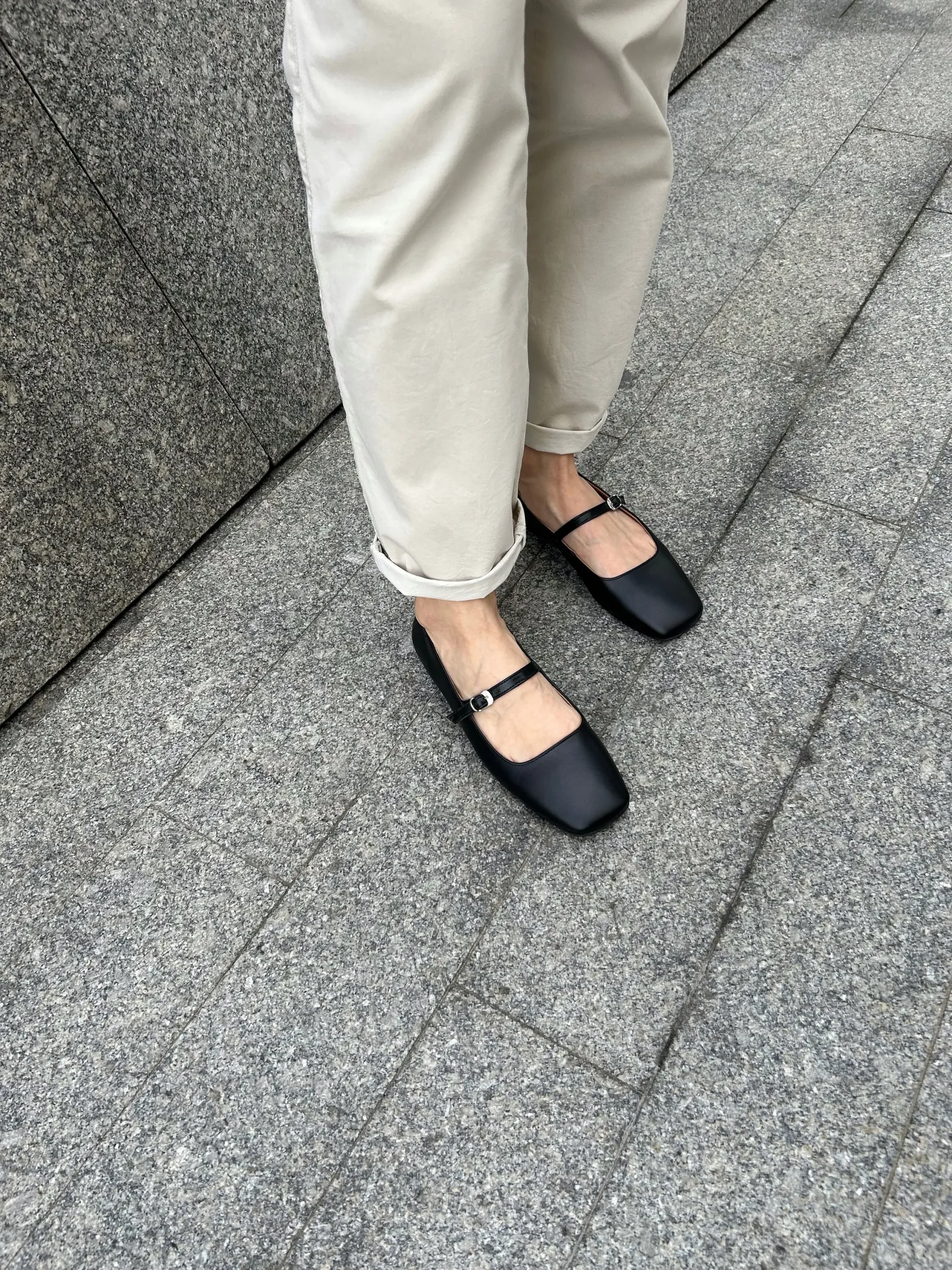 Black Square Toe Mary Jane Leather Flats Black Square Toe Mary Jane Leather Flats