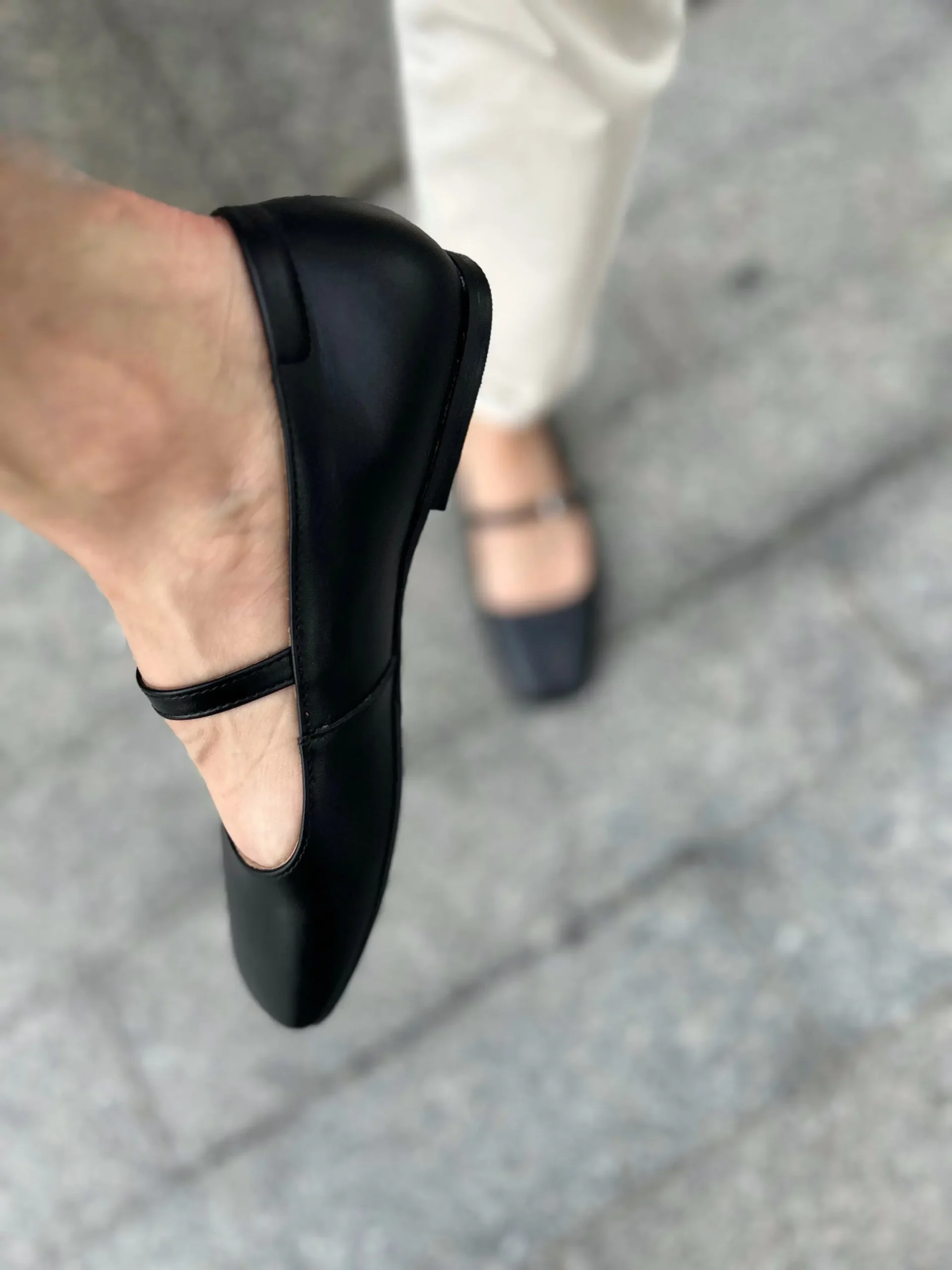 Black Square Toe Mary Jane Leather Flats Black Square Toe Mary Jane Leather Flats