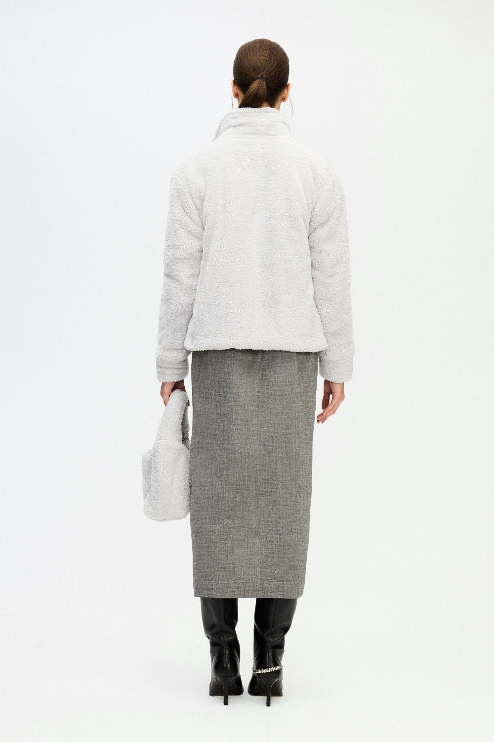 Gray Sherpa Short Jacket Grey Soft Gray Sherpa Short Jacket Grey Soft