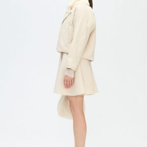 Herringbone Sherpa Jacket Cotton Beige Soft