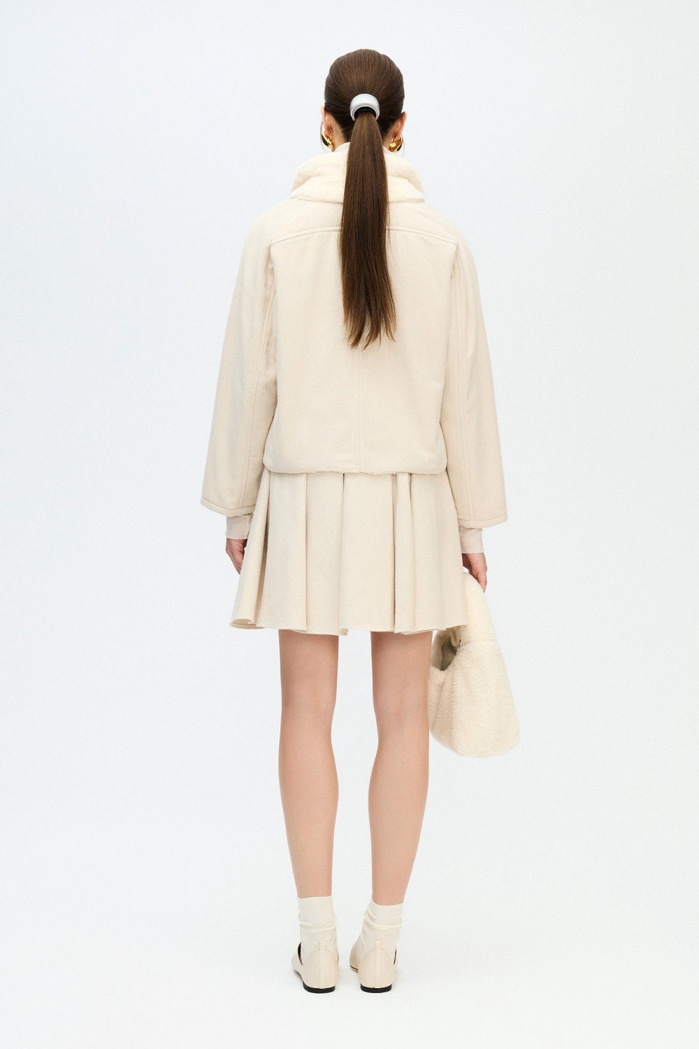 Herringbone Sherpa Jacket Cotton Beige Soft Herringbone Sherpa Jacket Cotton Beige Soft