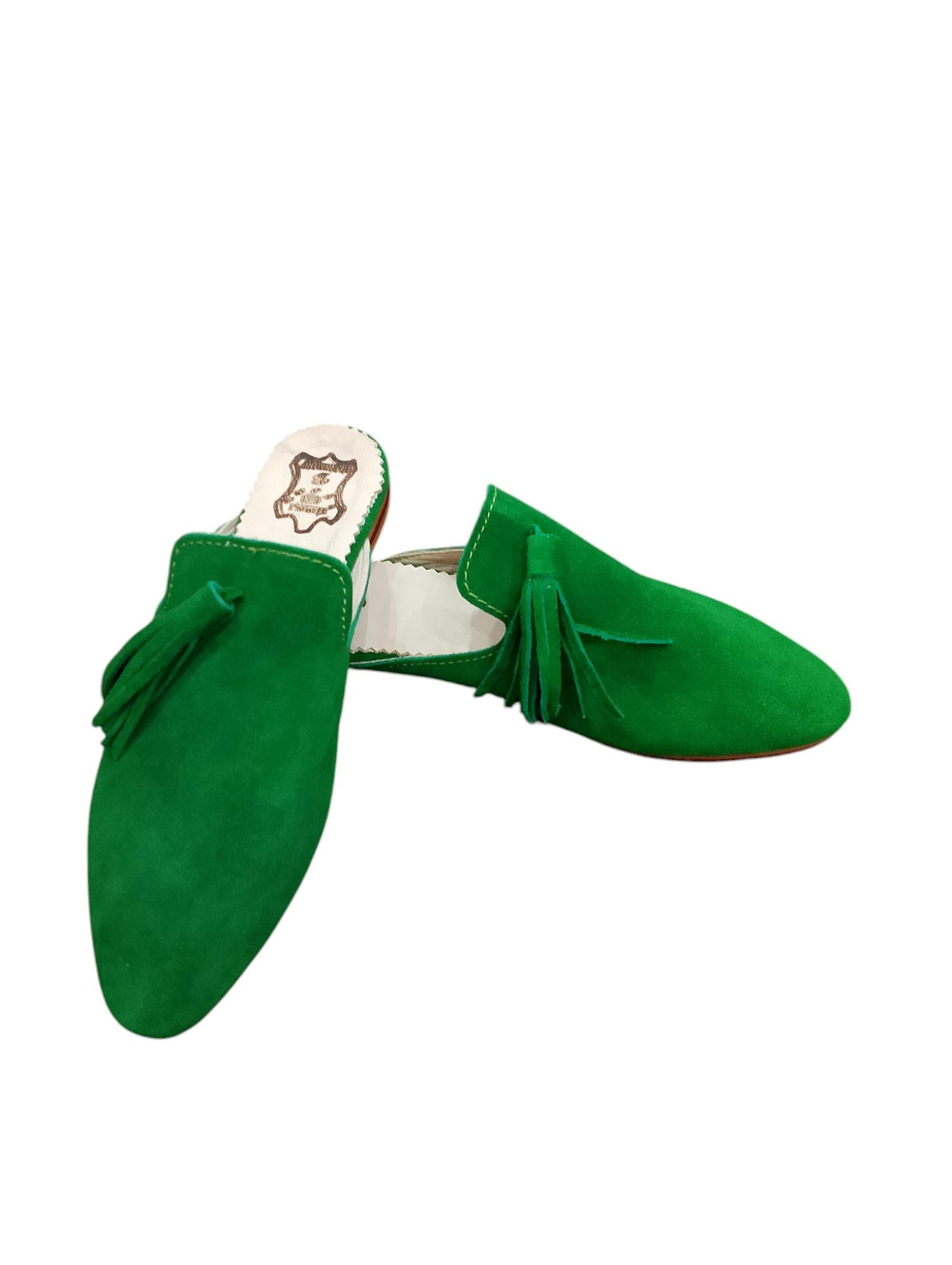 Women’s Bleu Leather Mules Handmade Pointed Toe Slip Women’s Bleu Leather Mules Handmade Pointed Toe Slip