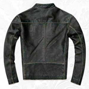Handmade Distressed Black Sheepskin Cafe Racer Leather Jacket